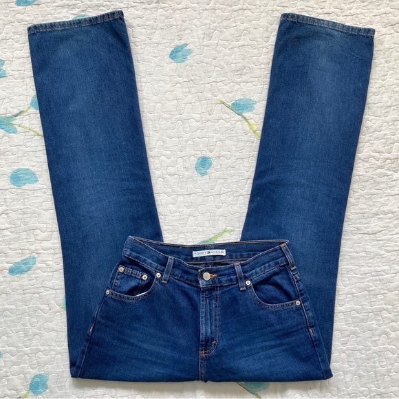VTG 90s Tommy Hilfiger Dark Wash Straight Leg Jeans β₯οΈ - Picture 2 of 4